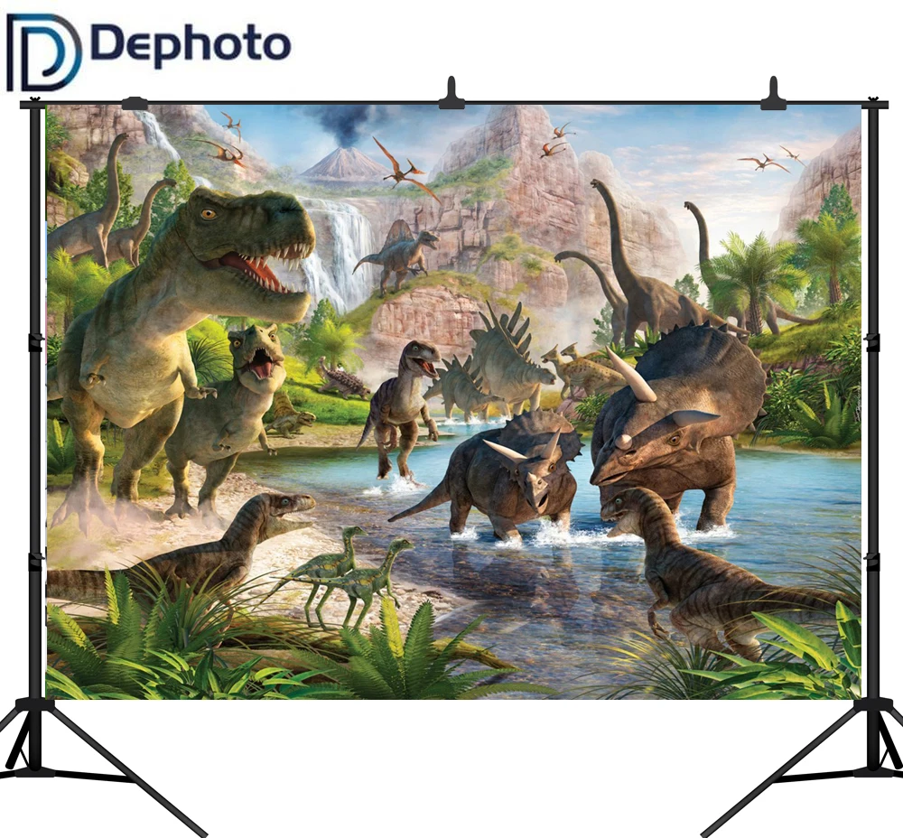DePhoto мир Юрского периода фотография Фон динозавр сафари джунгли вечерние фоны