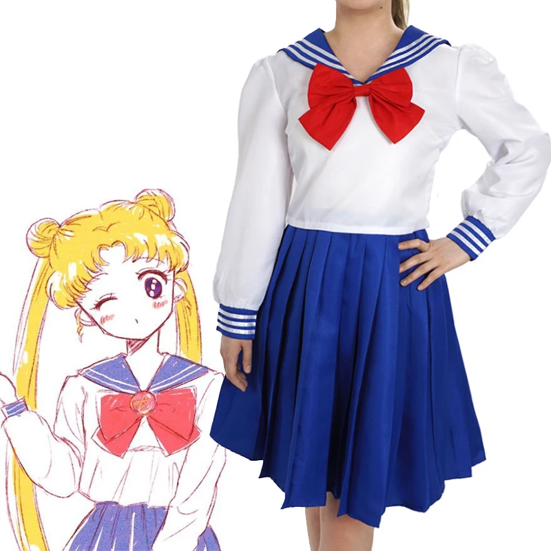 Аниме Сейлор Мун Косплей Tsukino Usagi костюмы платье Костюм Школьная форма|Костюмы