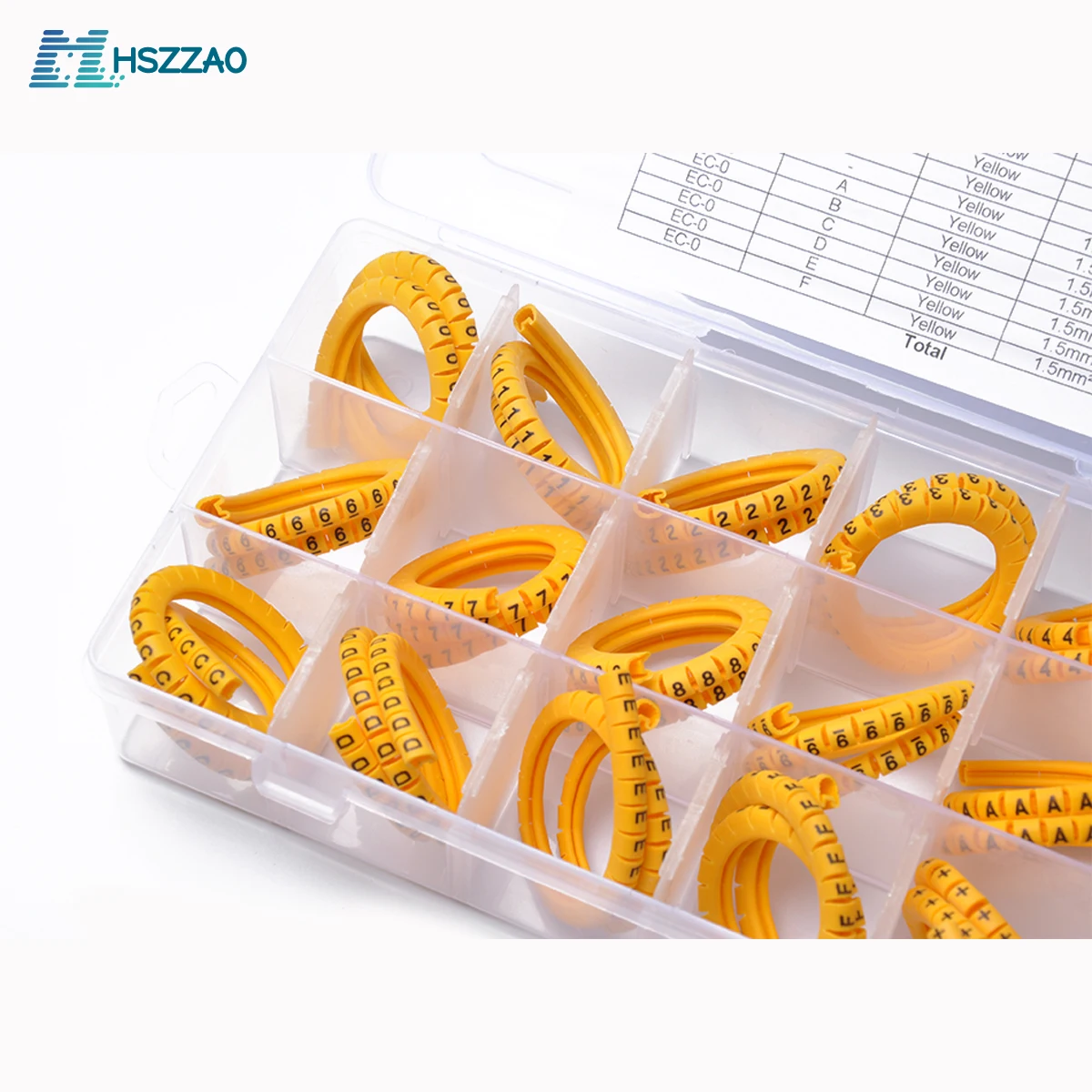 

900pcs 1.5mm2 0-9 A-F Number Tube Cable Marker Yellow PVC Mark Wire Markers Auto Accessories