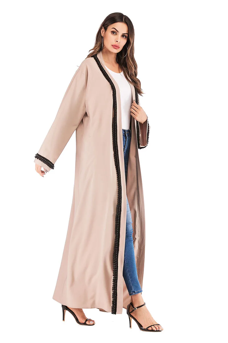 Новый плюс размеры для женщин открытым Абая Дубай Кафтан мусульманских бисер платье Исламская Леди хаки костюмы турецкий платья для