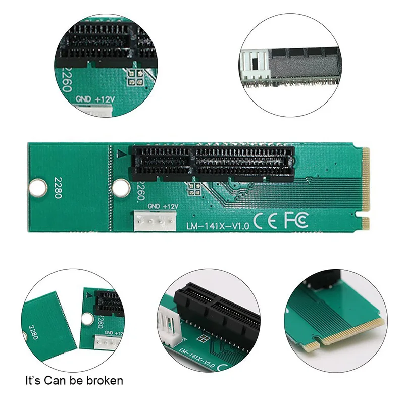 Hot Sell NGFF To PCI-E Riser Card M.2 Port To PCIE Expansion Card NGFF To PCI-E X4 Slot Adapter For BTC Miner Mining Machine