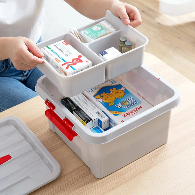 Multi layer medicine box home emergency medicine storage box plastic