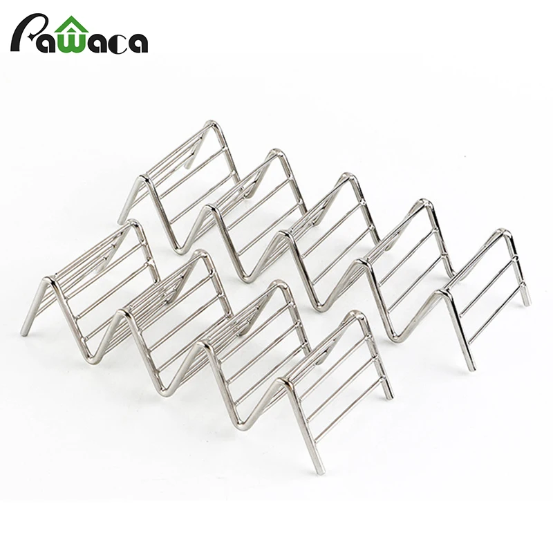 

Taco Holder Stand Rack Stainless Steel Hard Soft Shells Wave Mexican Food Rack Pizza Tool Restaurant Food Show Kitchen Tools