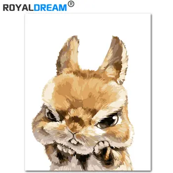 

ROYALDREAM Wow-Rabbit Cute Animal DIY Painting By Numbers Acrylic Paint By Numbers HandPainted Oil Painting On Canvas For Home