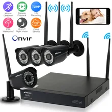 KKmoon 4CH HD 720 P беспроводная WiFi сеть NVR видео комплект для звукозаписи+ 4 шт. 720 P WiFi ip-камера Onvif IR ночного видения управление телефоном