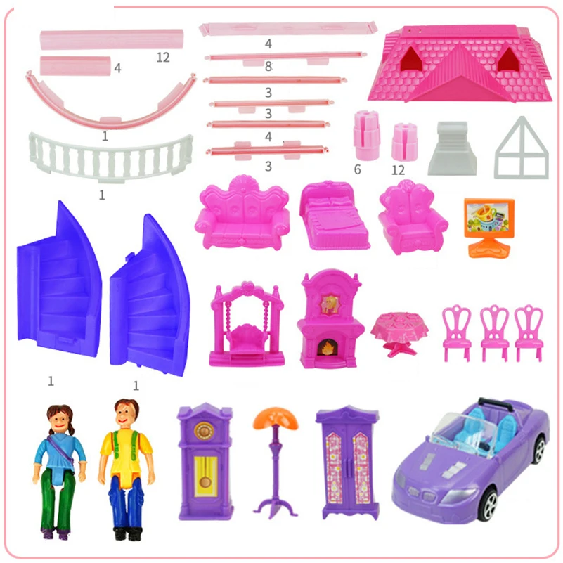 Кукольный дом с миниатюрной мебели для автомобиля гаража DIY 3D миниатюрный Silvanian семейный кукольный домик игрушки для детей