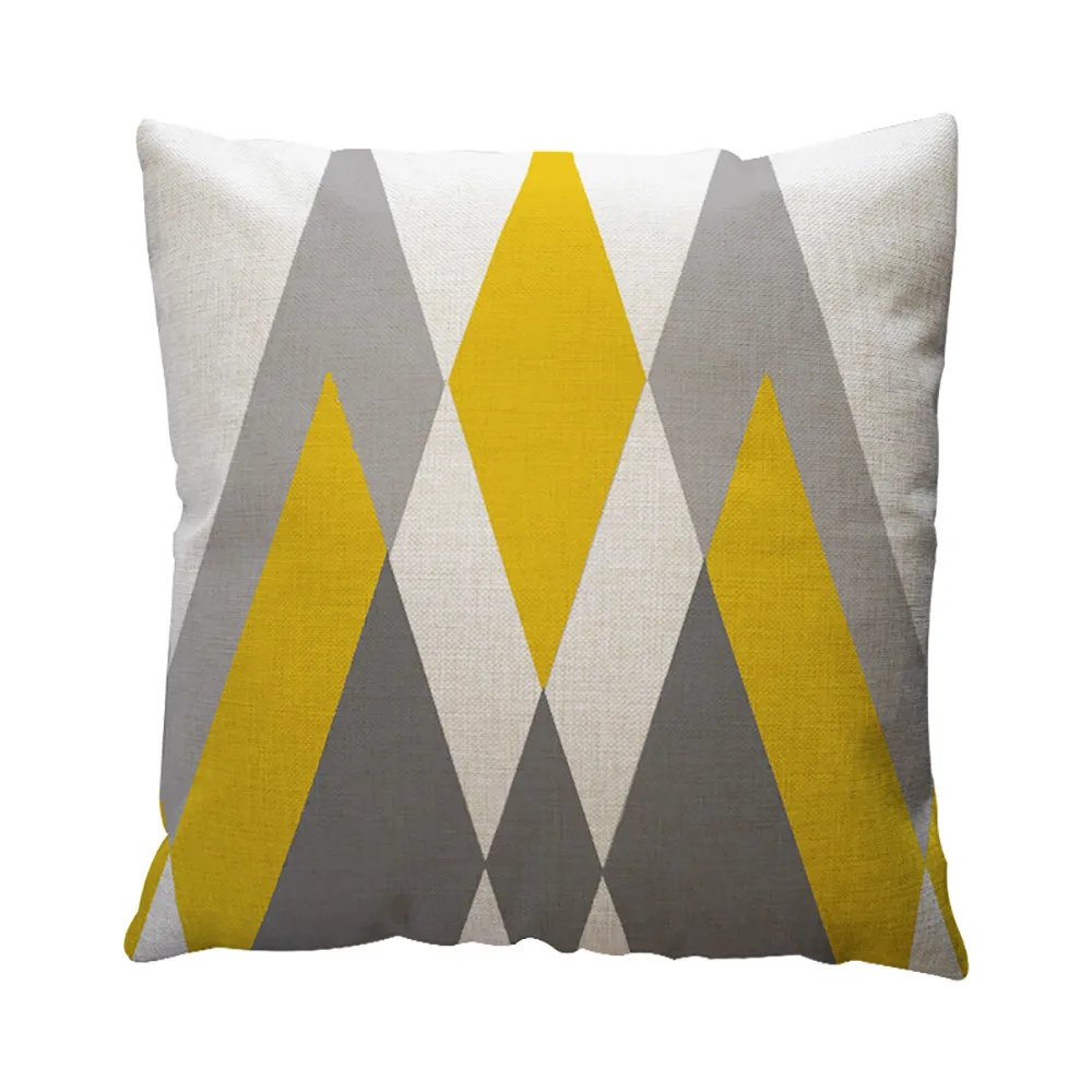 45cm*45cm Yellow Geometric Pattern Throw Pillow Case Cushion Cover Home