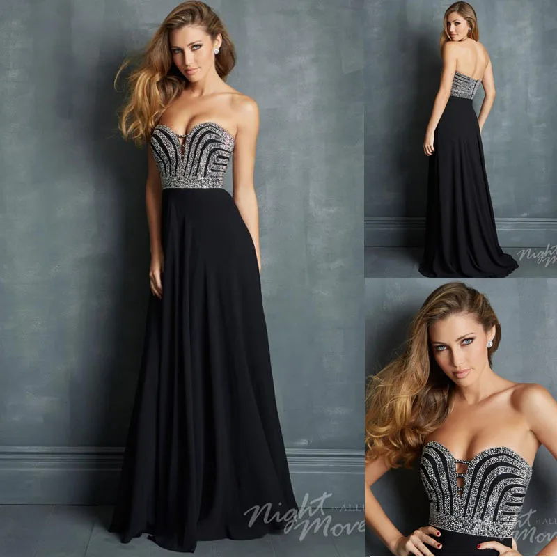 Custom Made 2014 Chiffon Beaded Evening Dresses Black Prom Elegant Gowns Special Occasion | Свадьбы и торжества
