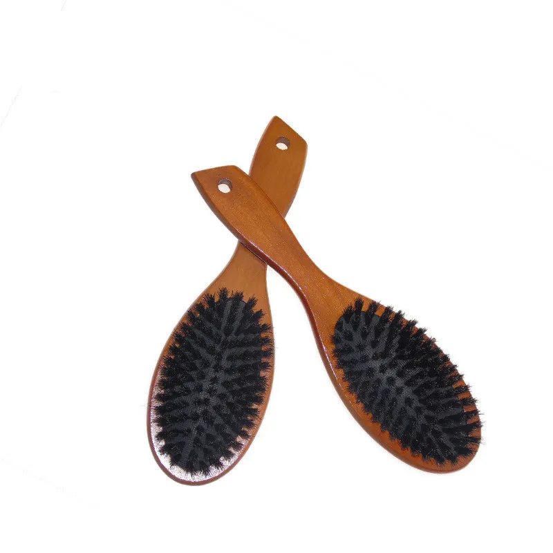 

2019 Natural Boar Bristle Hairbrush Massage Comb Anti-static Hair Scalp Paddle Brush Beech Wooden Handle Hair Brush Styling Tool