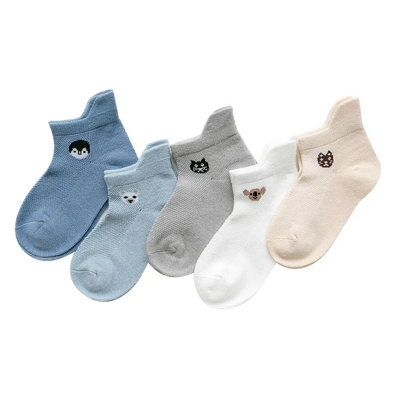 

New 0-3Y 5 Pairs Socks Boy Girls Short Sox Cartoon Cute Design Muti Types Feet Children Socks Summer Baby Accessories