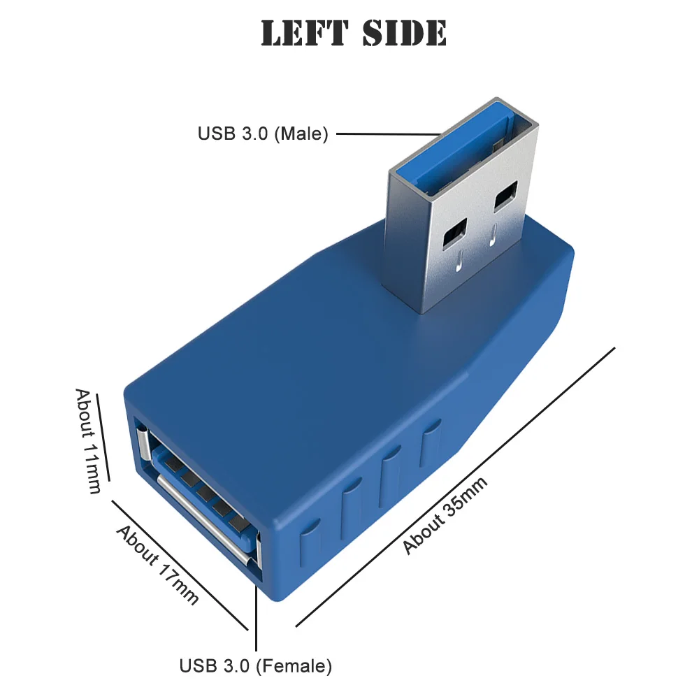 90 градусов USB 3,0 A папа-мама вертикальный левый правый вверх вниз угловой адаптер USB 3,0 M/F разъем для ноутбука ПК Компьютер синий