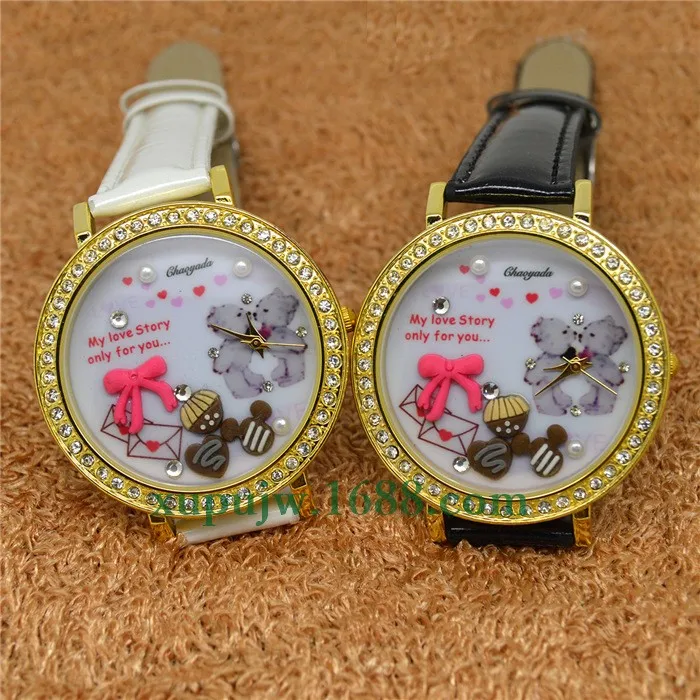 Горячие sell008 корейские часы медведь настольные часы из полимерной глины мультфильм леди дети часы чаояда часы