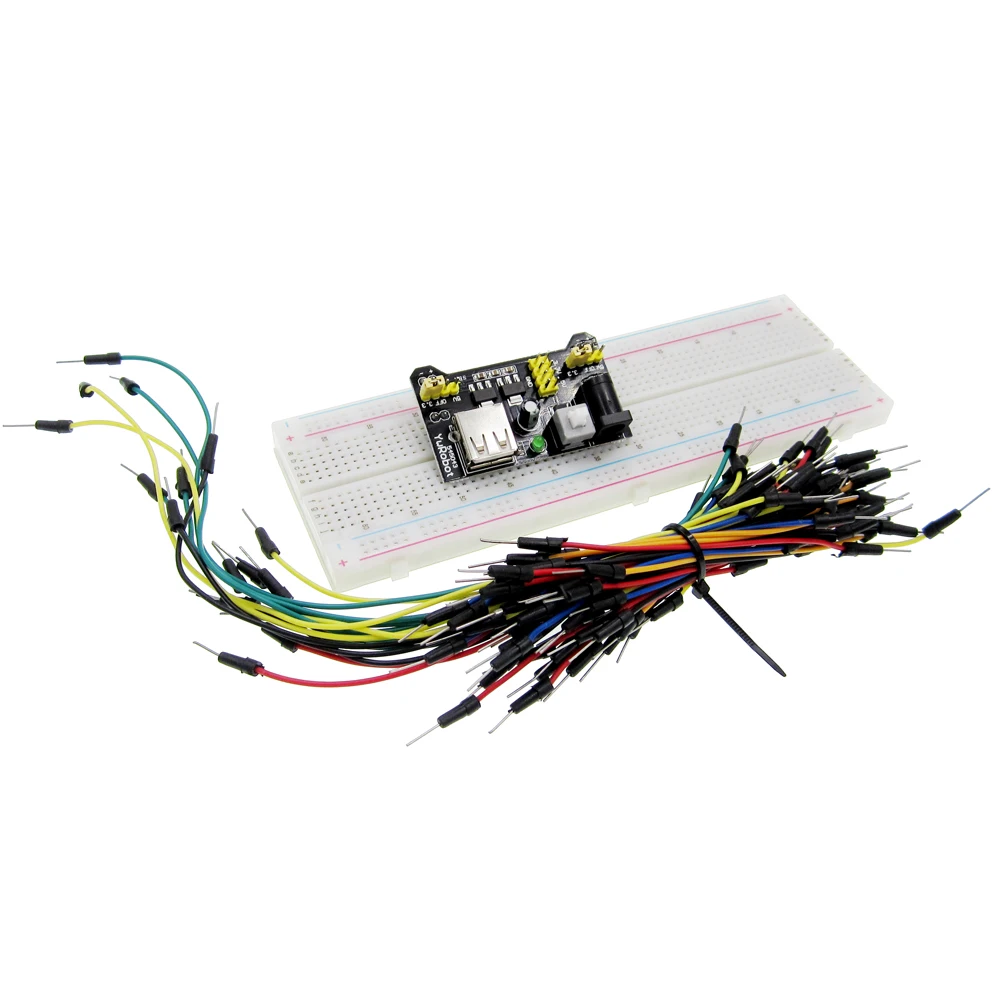 

3.3V/5V MB102 Breadboard power module+MB-102 830 points Solderless Prototype Bread board kit +65 Flexible jumper wires