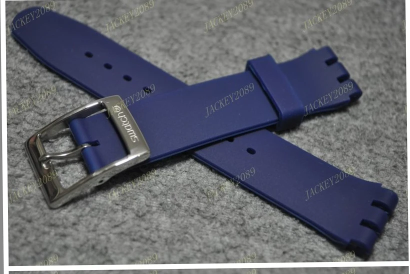 High Quality New Brand Black Blue White 17mm 19mm Rubber Watch Strap For Swatch Silicone Band Gloss Stainless Steel Buckle | Наручные