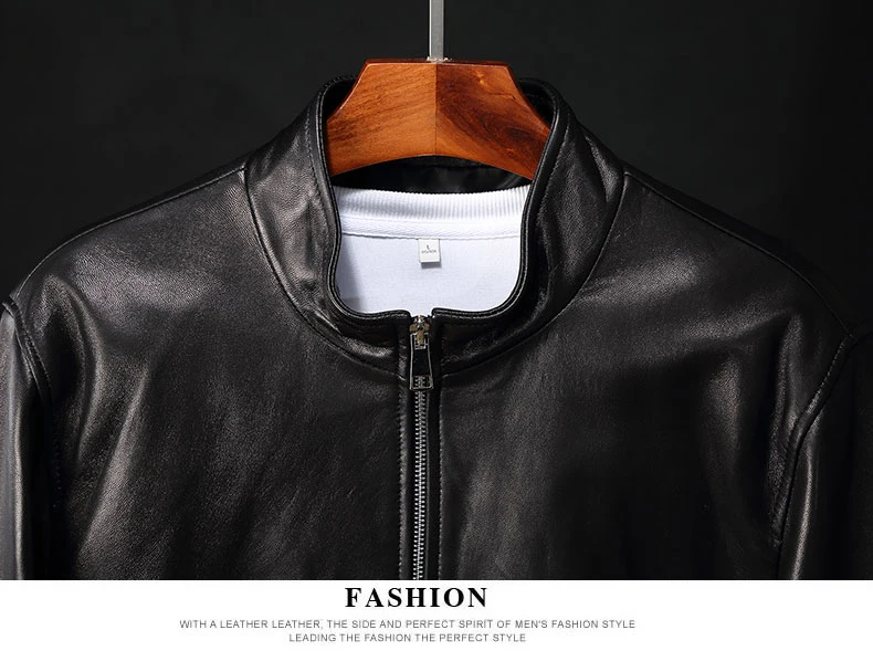 Discount TEXIWAS Autumn Plus size Genuine Leather Jacket Men stand Sheepskin real leather jacket zip coat male Biker jacket outerwear 5 Discount TEXIWAS Autumn Plus size Genuine Leather Jacket Men stand Sheepskin real leather jacket zip coat male Biker jacket outerwear 5