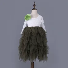 Детские платья для свадеб Лето г. Новое Кружевное детское платье с длинным рукавом платья для девочек вечернее платье принцессы с цветочным рисунком длинные Стиль