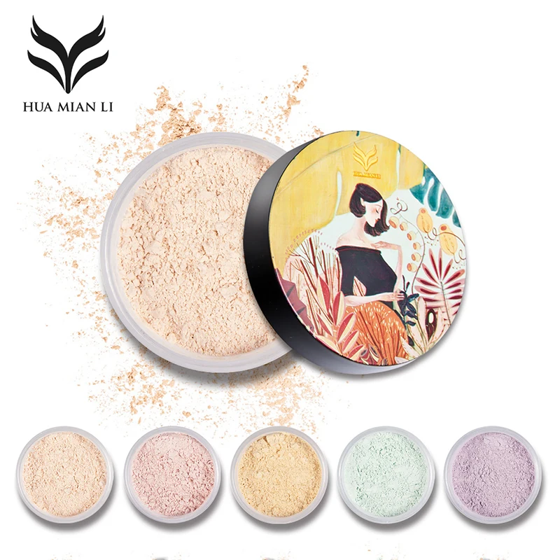 

HUAMIANLI Translucent Loose Powder Face Makeup Mineral Shimmer Matte Setting Powder Oil Control Skin Finish Cosmetics Palette