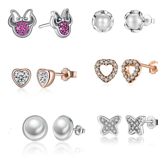925 Sterling Silver Small stud Earrings for Children Girls Kids Baby
