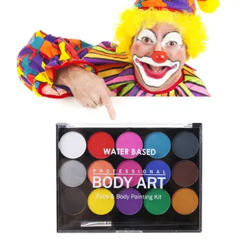 

15 Colors Non Toxic Water-soluble Body Paint Pigments Makeup Face Painting Kit With Brush For Christmas Fancy Carnival Party C26