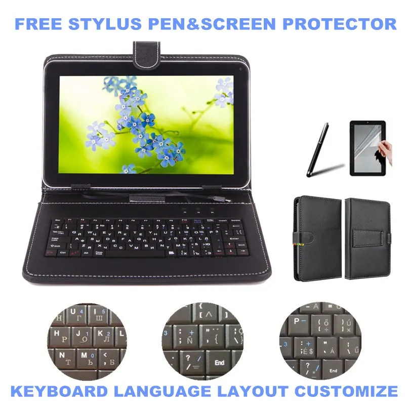 Free Stylus+Center Film+10.1 inch Micro USB Keyboard Case