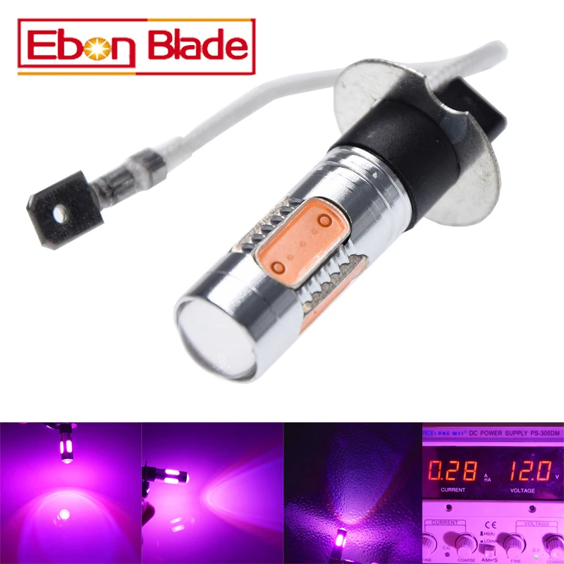 

2 x Purple Pink H3 High Power 11W COB LED Bulbs Car Fog Driving Light Lamp 12V DC Free Shipping