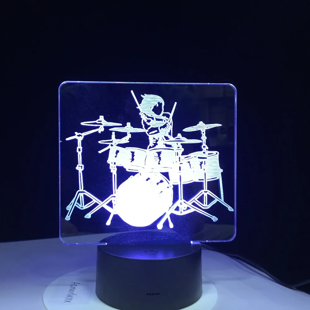 Drum Kit РОК ВЫ светодиодный ночник 3D Иллюзия тумбочка лампа 7 цветов Изменение Спящая освещение с Smart Touch кнопка