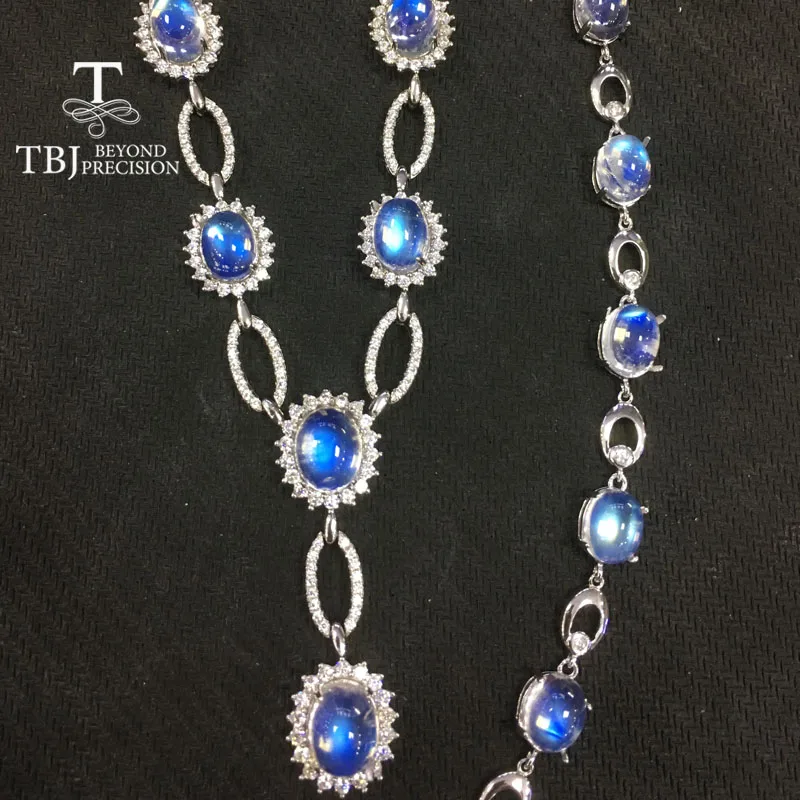 

TBJ,The latest silver Jewelry set with blue moonstone pendant and bracelet for women Elegant and noble with nice jewelry gift
