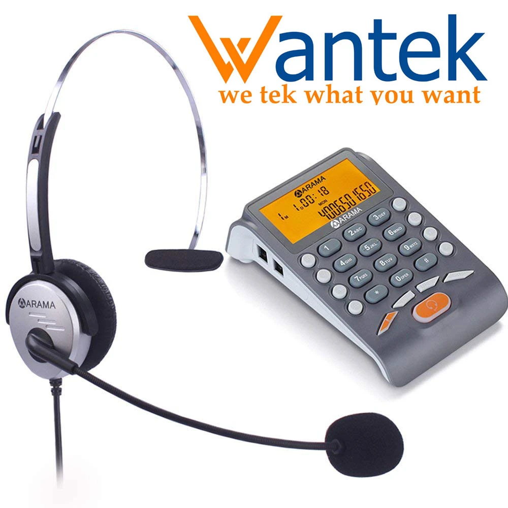 call center telephone with noise cancellation headset