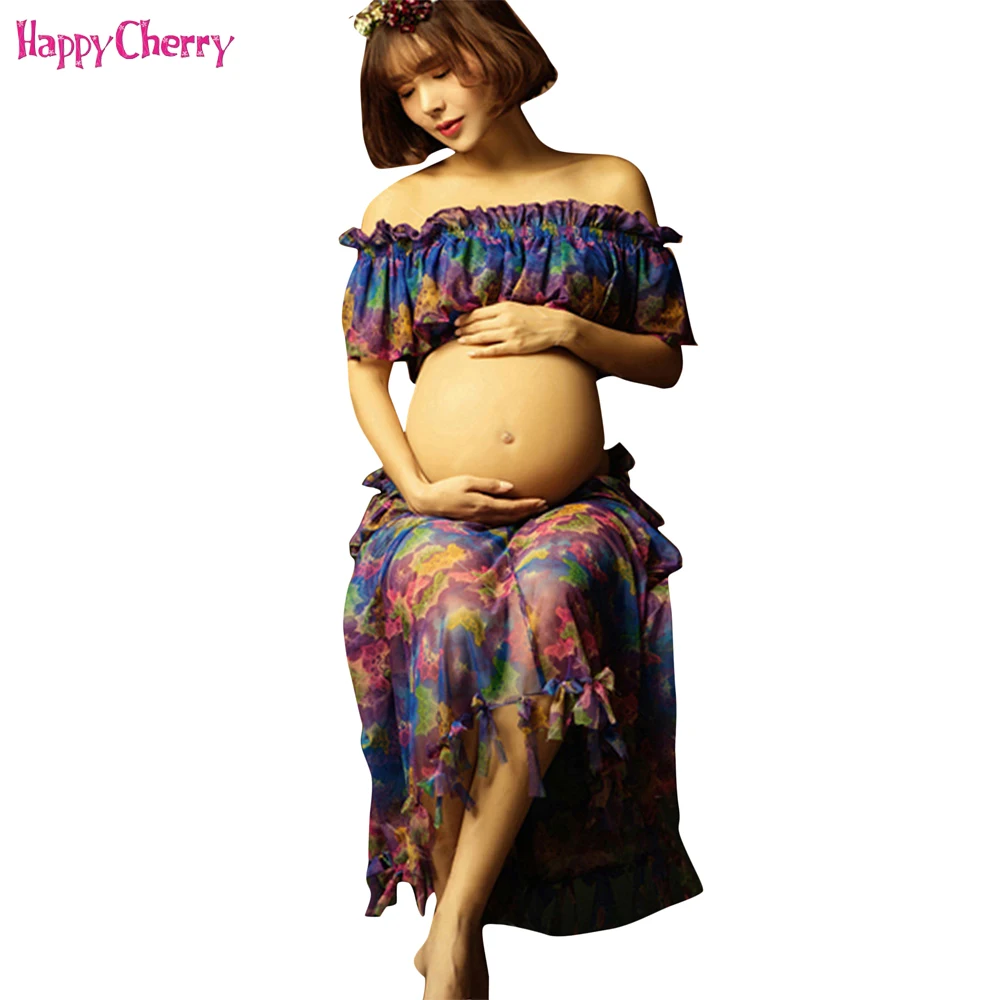 

Happy Cherry Maternity Dresses Maternity Photography Props Off Shoulders Nursing Dress Dress Elegant Fancy Pregnancy Photo Shoot