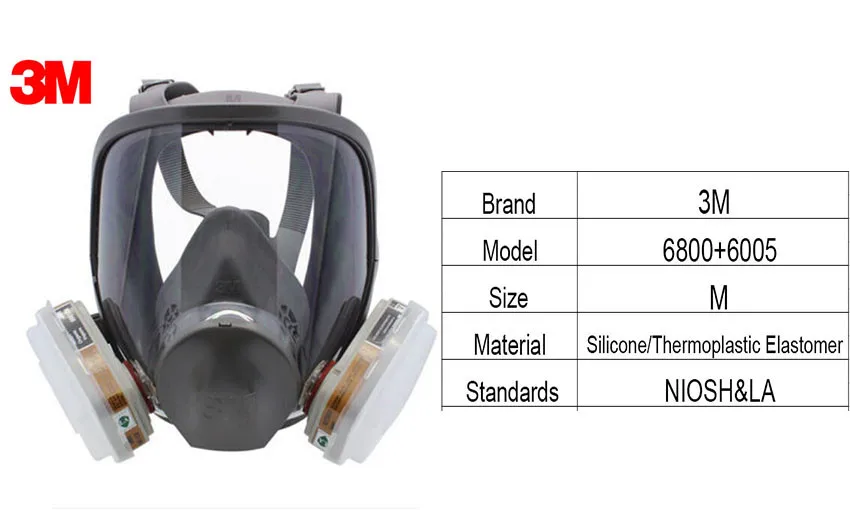 3 м 6800 Полнолицевая маска Размеры м с 6005 газа картригес 7 штук костюм R00987