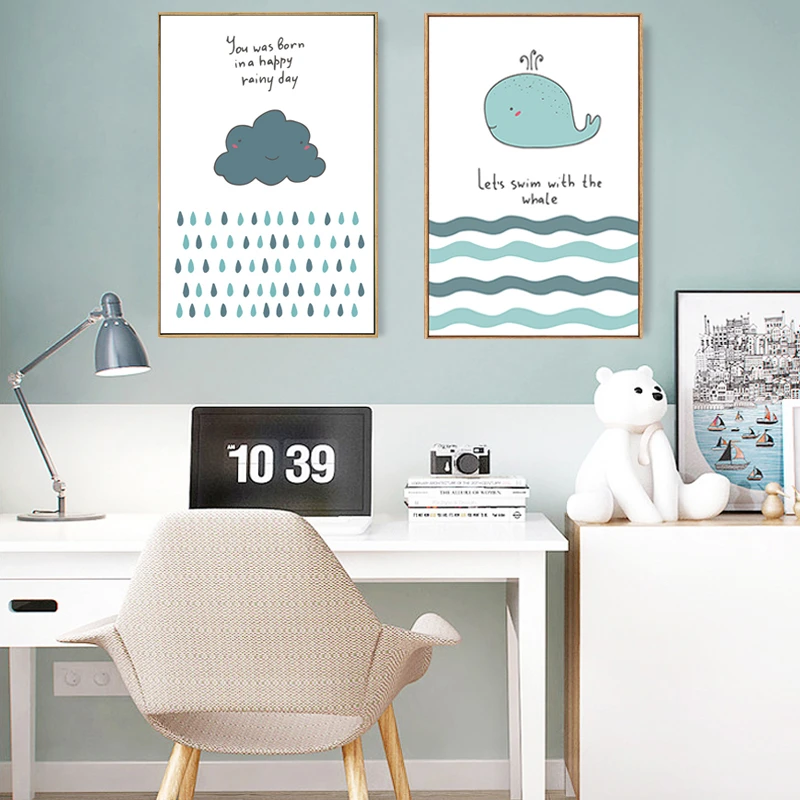 Nordic-Watercolor-Boat-Fish-Ocean-Cartoon-Animal-Whale-Cat-Canvas-Painting-Scandinavian-Wall-Picture-Kid-Room (3)