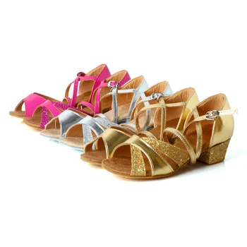 

Girls's Ballroom Latin Dance Shoes Suede Sole Women Latin Shoes Kids Samba ChaCha Shoes for Practicing Low-heel 3.5cm VA30