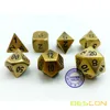 Bescon Brass Solid Metal Polyhedral D&D Dice Set of 7 Copper Metal RPG Role Playing Game Dice 7pcs Set 5