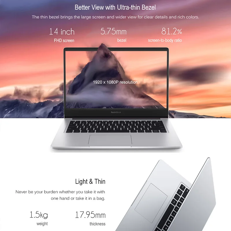 Оригинальный ноутбук Xiaomi Redmibook 14 Pro Intel Core i5 10210U/i7 10510U NVIDIA MX250 8 Гб DDR4 512 SSD Windows 10