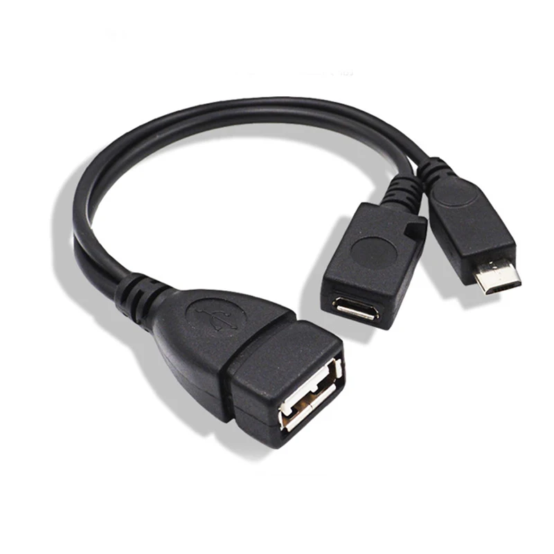 Short Micro USB To Female USB Host OTG Cable Adapter with USB power For Samsung HTC Huawei