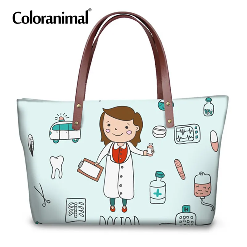 Цветная сумка-тоут для медсестры, женская брендовая дизайнерская Повседневная Большая сумка-шоппер, сумка на плечо с 3D милым мультяшным принтом, Высококачественная сумка - Цвет: H8888AL