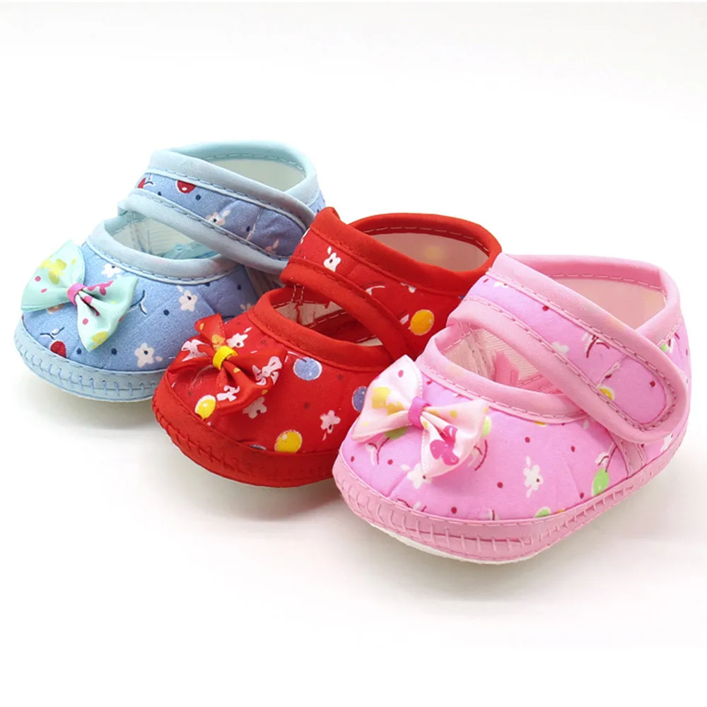 Fashion Newborn Infant Baby Bow Soft Sole Prewalker Warm Casual Flats Shoes