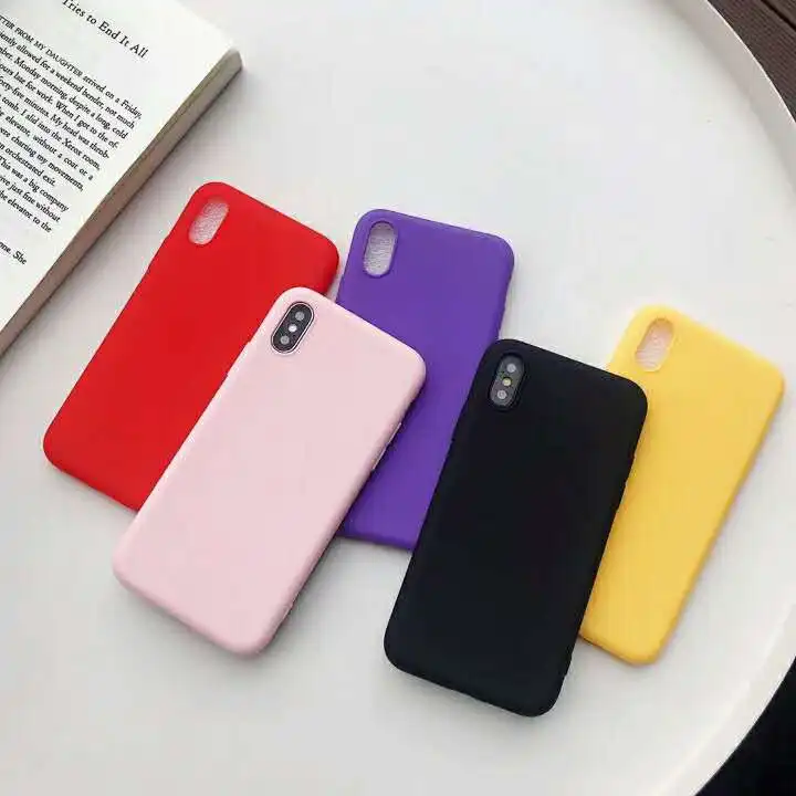 

Simple Solid Color Ultrathin Scrub Silicon Soft yellow Back Cover Candy Matte Phone Case For iPhone 7 Plus 6 6s 8 X XR XS MAX