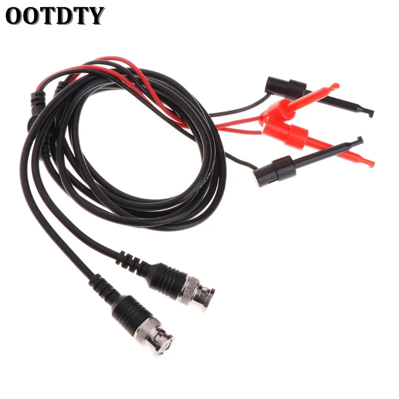 2Pcs BNC Male Plug Q9 to Dual Testing Hook Clip Test Leads Probe