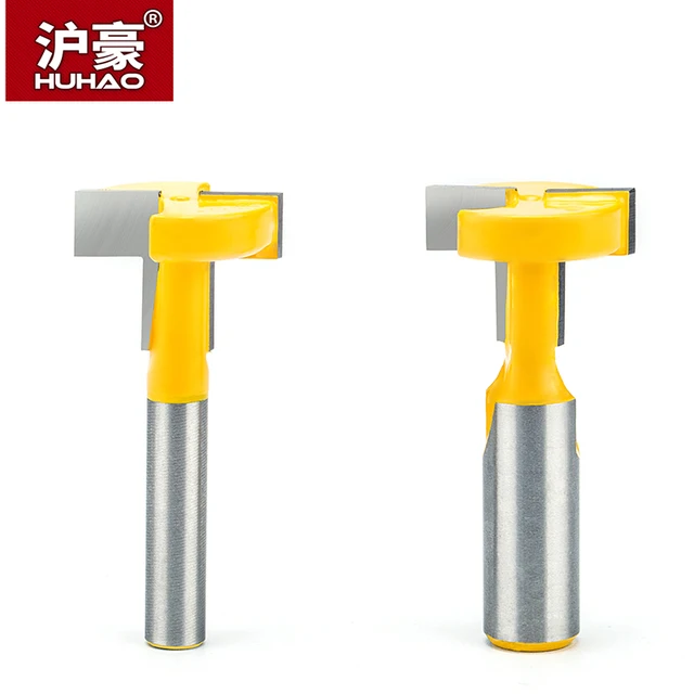 HUHAO 1pc 8mm 1/2″ Shank Woodworking Router Bit T-type Woodworking Slotting  Milling Cutter Tenon Splicing Cutter