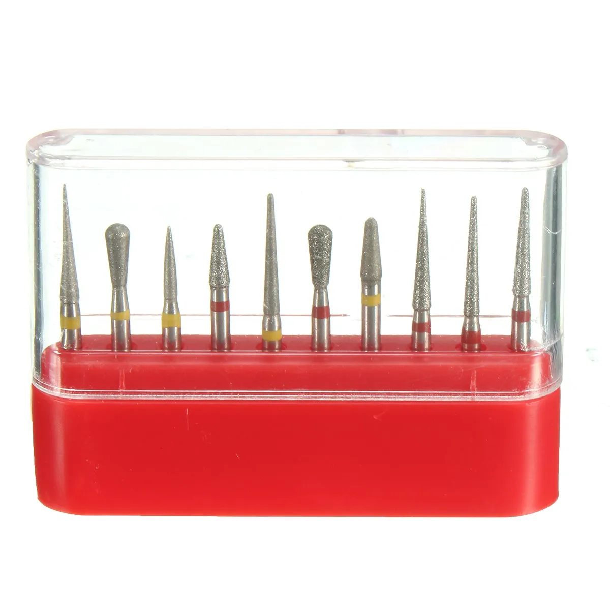 10Pcs Dental Diamond Burs Drill 1.6mm High Speed Handpiece Teeth Whitening Product With Red Burs