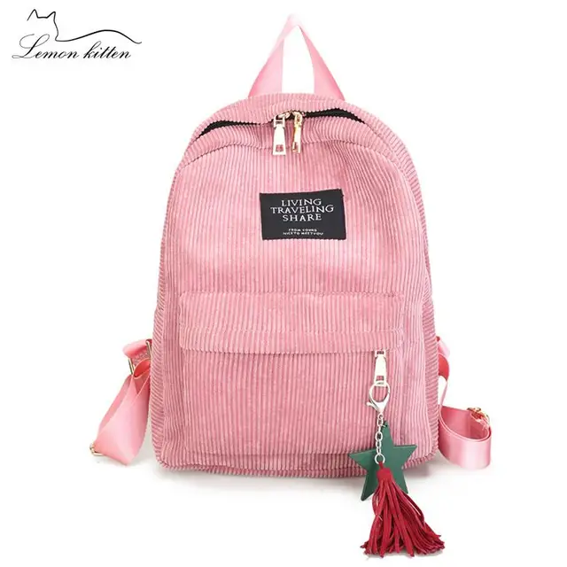 2018 Retro Velvet School Backpack For Girl Simple Design Minimalist