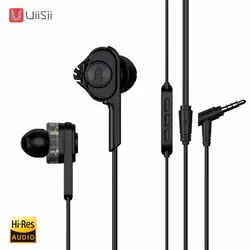 UiiSii T6 HIFI наушники с усиленными басами двойной драйвер Шум-изоляции профессиональные наушники С микрофоном Mic наушники для смартфонов