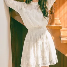 Кружевное платье, элегантное, Vestidos, лето, Vestido, черное, офисное, для женщин, корейское, мини, короткое, Harajuku, белое, ТРАПЕЦИЕВИДНОЕ, женское платье, ropa mujer