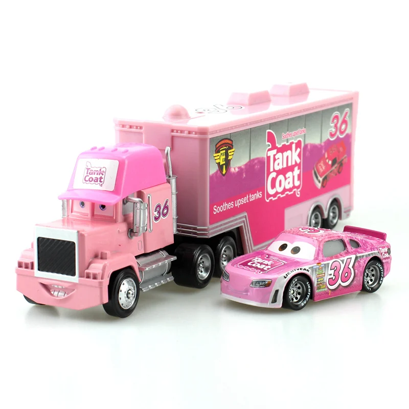 Disney Pixar Cars No 36 mack truck+ маленькое автомобильное пальто 1:55 литье под давлением из металлического сплава и пластика Модель автомобиля игрушки подарки для детей