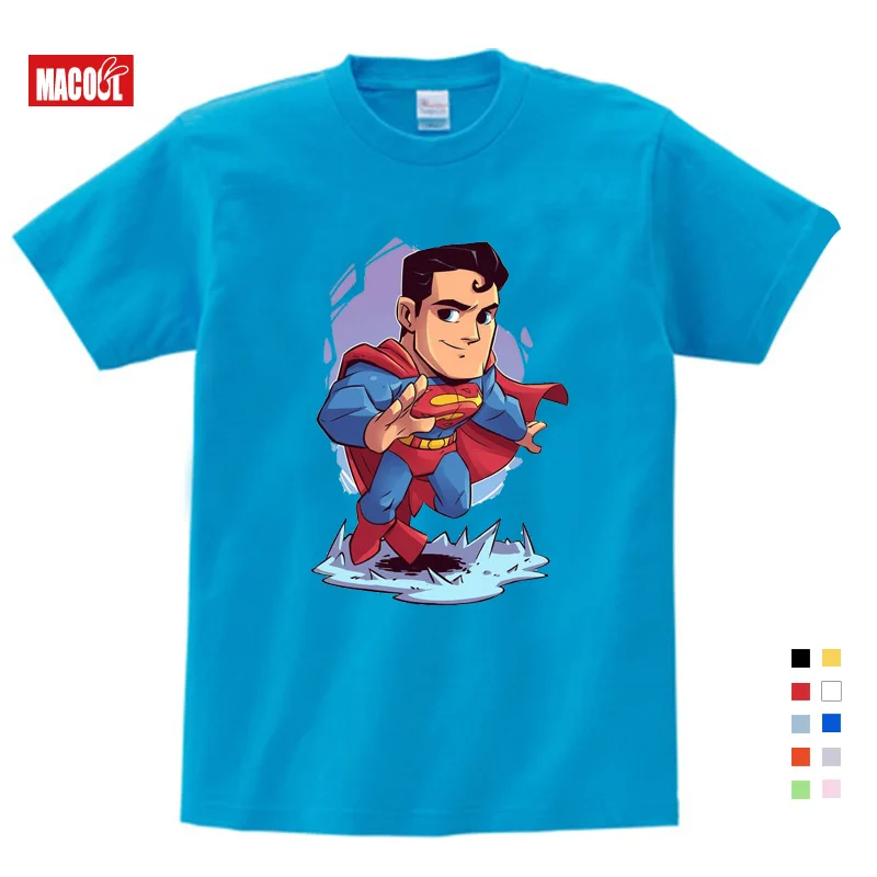 

Summer Cartoon superman Spiderman Captain America Print Tee Tops For Boy Girls Clothing Children Funny T-shirt Kids T Shirt