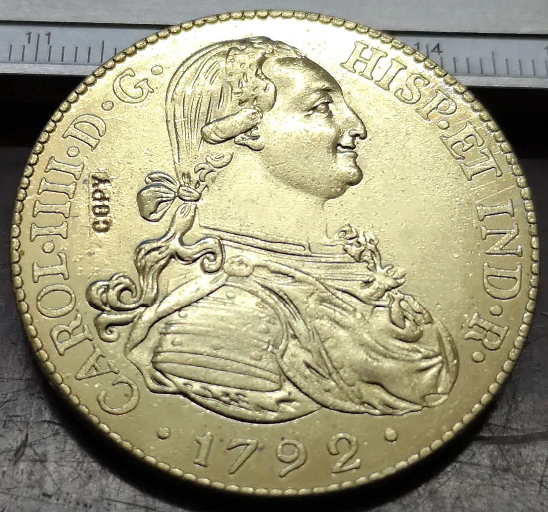 1792 J.J Colombia 8 Escudos-Carlos IV 24K Золотая копия монеты | Дом и сад