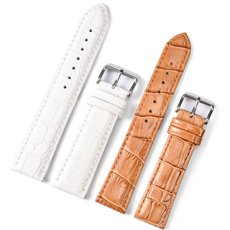 New Design Genuine Leather Watch Band Strap 20mm 22mm Watches Bracelet Accessories White Brown Men Ladies Watchbands For Brand 22mm Watch Bracelet Leather Watch Band Strapleather Watch Band Aliexpress