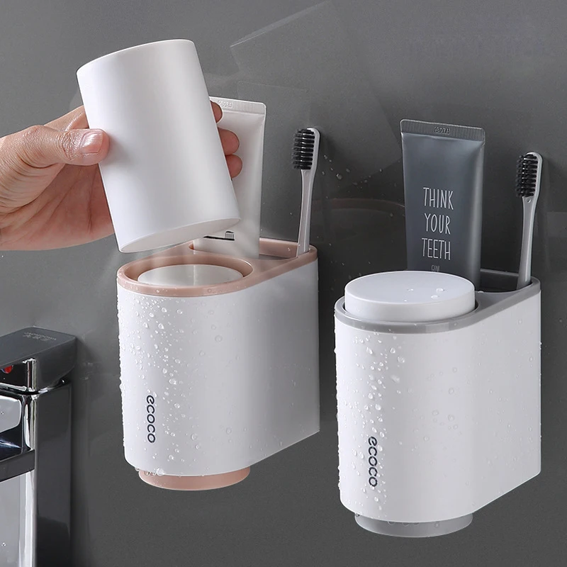 Billige Zahnbürste Zahnpasta Halter Mit 2 Tasse Bad Zubehör Set Kunststoff Lagerung Für Kind Erwachsene Elektrische Zahnbürste Halter Wand