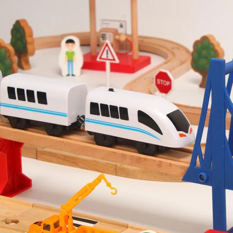 Wooden Track Train Toy Diecast Car Small Double Building Road Set Compatible With Other Brands Of Wood Tracks|Автотреки| |
